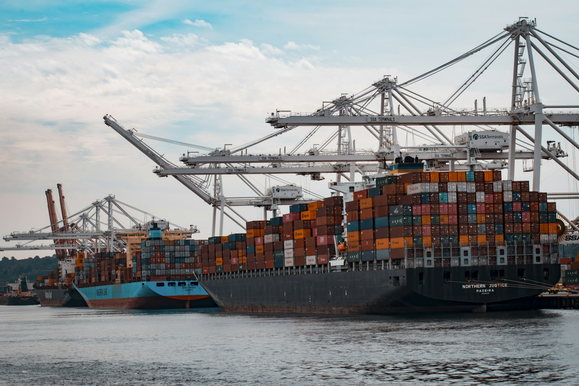 Shipping containers at a global logistics port